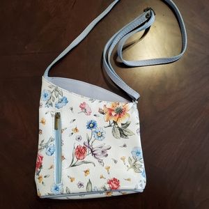 Italian leather floral crossbody bag